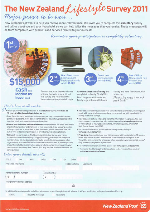 New Zealand Post Lifestyle Survey 2011 Cover New Zealand Post Lifestyle Survey 2011 Cover