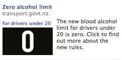 Zero alcohol limit Facebook ad