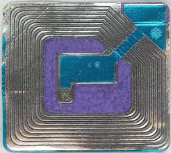 Blue and purple RFID tag Blue and purple RFID tag