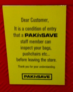 Pak'nSave condition of entry