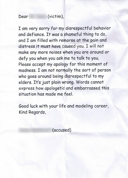 Facebook Apology Letter